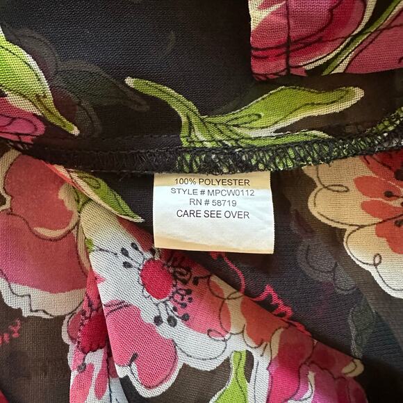 Women's Vintage Notations Sheer Floral Top 90s Button Up Whimsy Size Large - Picture 7 of 10